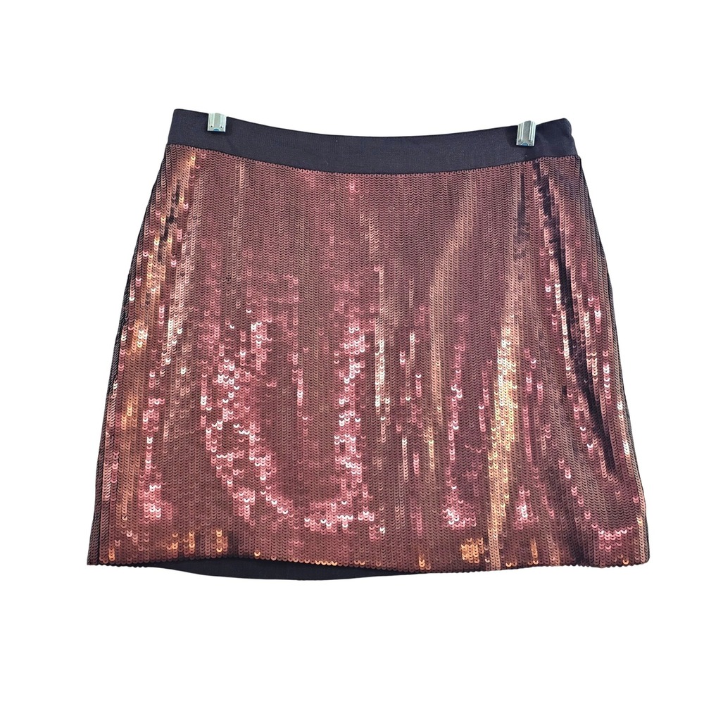 Banana Republic Sequin Skirt Womens 6 Pink Rose Gold Metallic Mini Holiday Party
